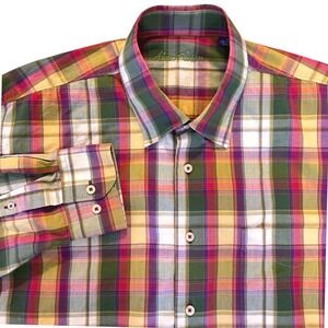 Alan Flasser Mens XL Button Down shirt Long Sleeve Cotton Multi Color Check